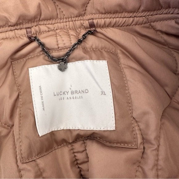 Lucky Brand tan quilted mandarin collar cropped boxy puffer chore jacket XL - Picture 5 of 7